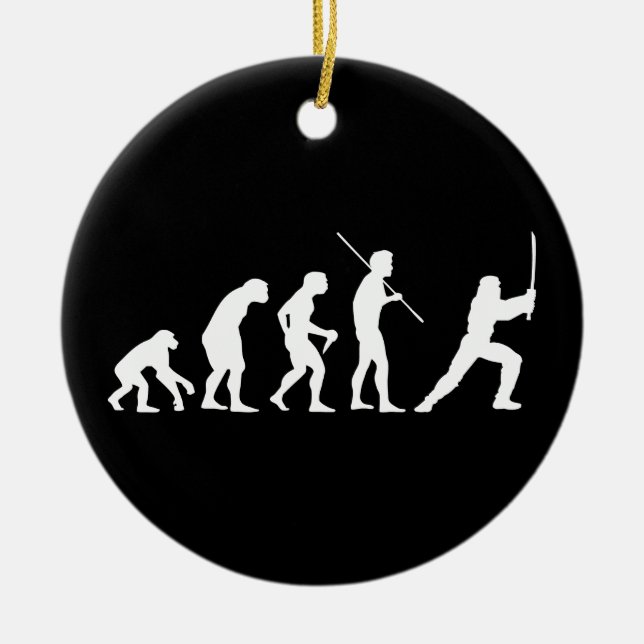 Evolution of the Ninja - from man to ninja Ceramic Tree Decoration (Front)