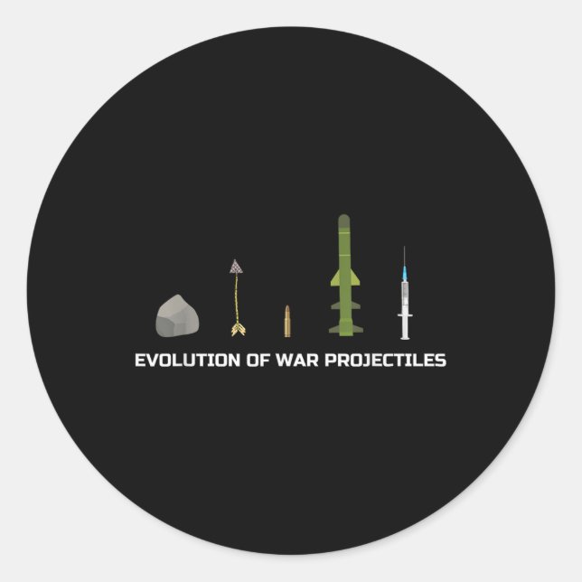 Evolution Of War Projectiles Anti-vaccination Meme Classic Round Sticker (Front)