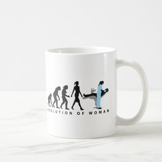 evolution of woman female dentist coffee mug (Right)