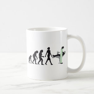 evolution of woman female dentist coffee mug