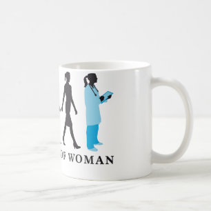 evolution of woman female doctor coffee mug