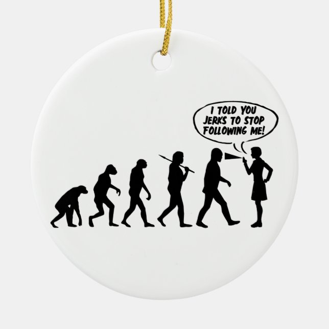 Evolution Of Women Pepper Spray - Funny Feminist Ceramic Ornament (Front)