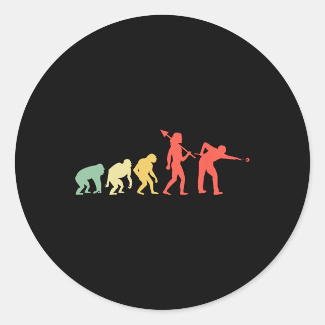 Evolution Rack Pool Billiard Player Billiards Cue  Classic Round Sticker (Front)