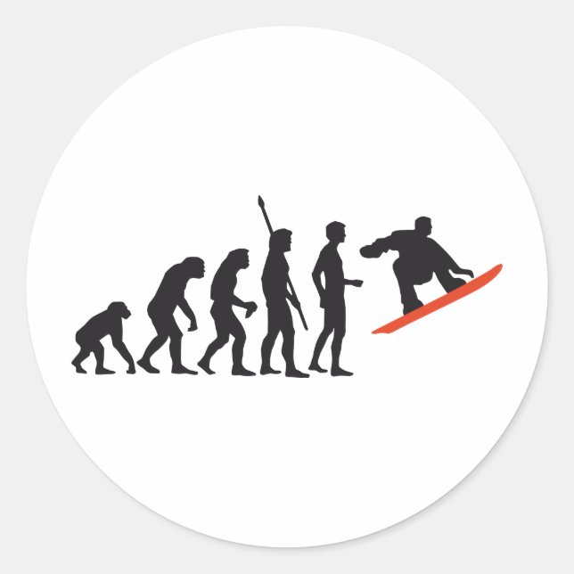 evolution snowboard classic round sticker (Front)