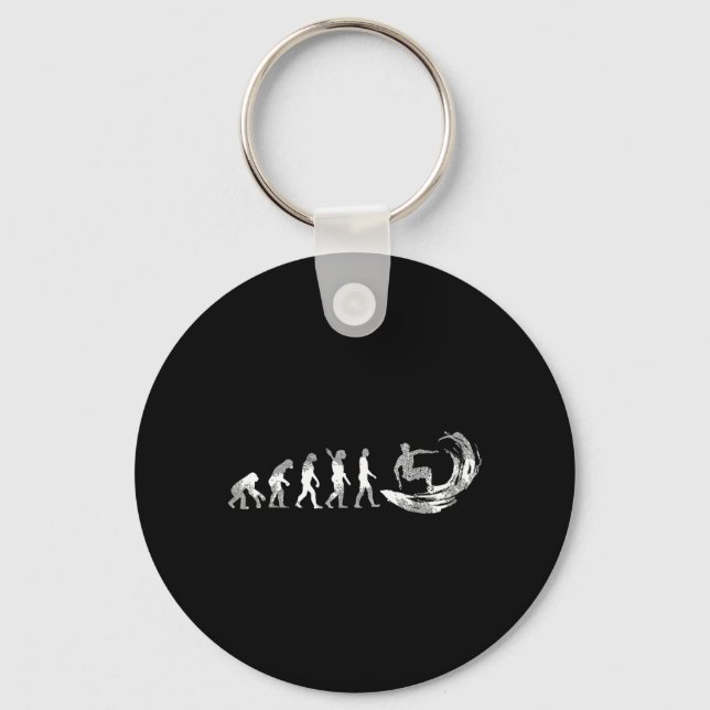 Evolution Surfer Surfing Surfboarding Surf Board Key Ring (Front)