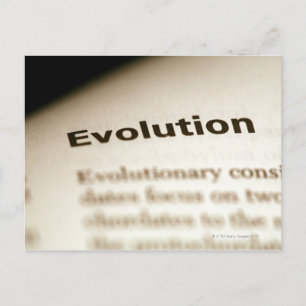 Evolution text on page postcard