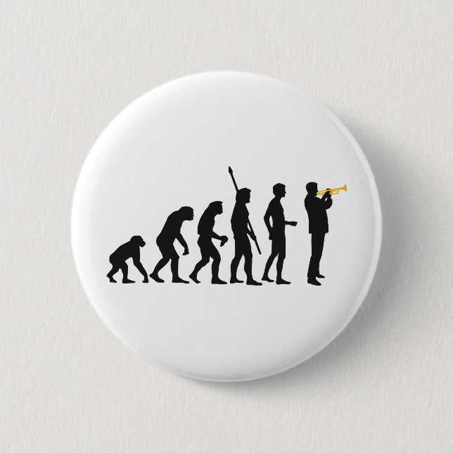 evolution trumpet player 6 cm round badge (Front)