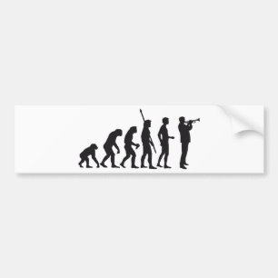 evolution trumpet player bumper sticker