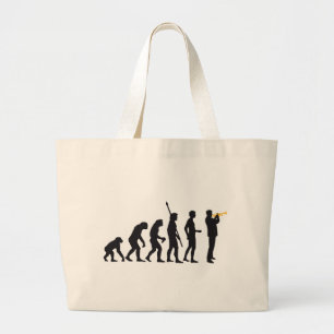 evolution trumpet player large tote bag