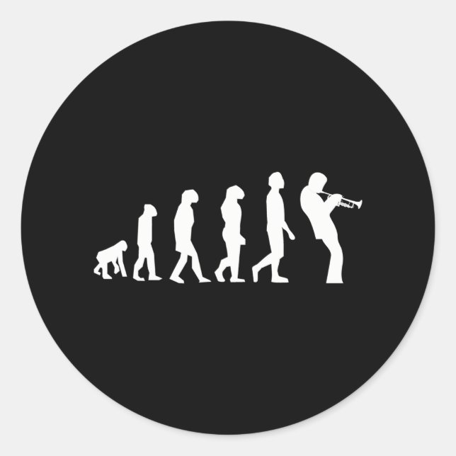 Evolution Trumpet Player Musician Instrumen Jazz Classic Round Sticker (Front)