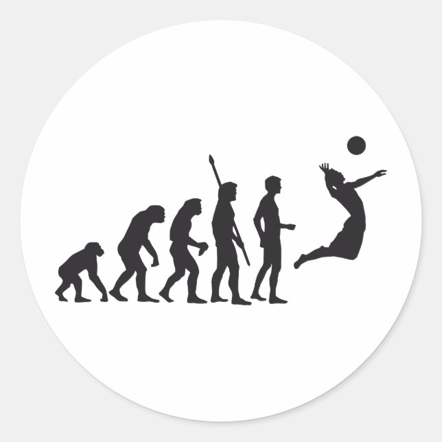 evolution volleyball classic round sticker (Front)
