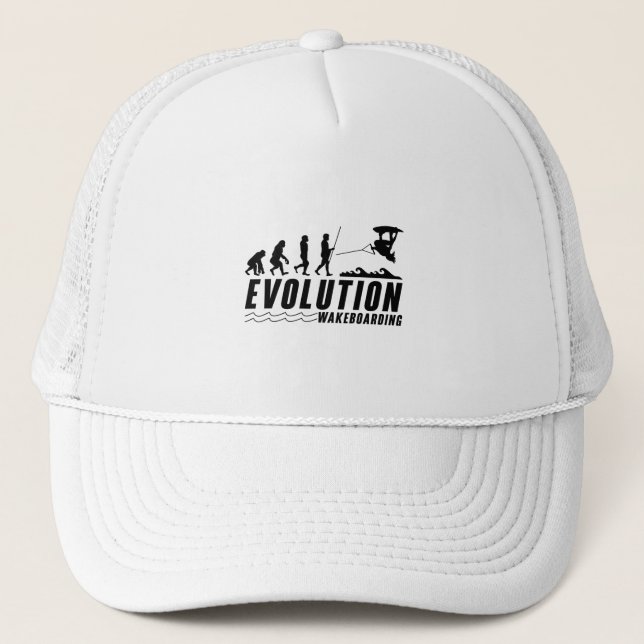 Evolution Wakeboard Wake Wakeboarding Wakeboarder Trucker Hat (Front)