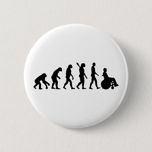 Evolution wheelchair handicaped 6 cm round badge (Front)