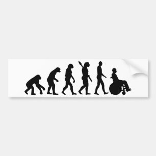 Evolution wheelchair handicaped bumper sticker