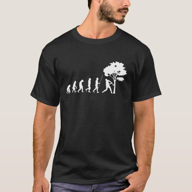 Evolution Woodcutter Chainsaw Forester Lumberjack T-Shirt (Front)