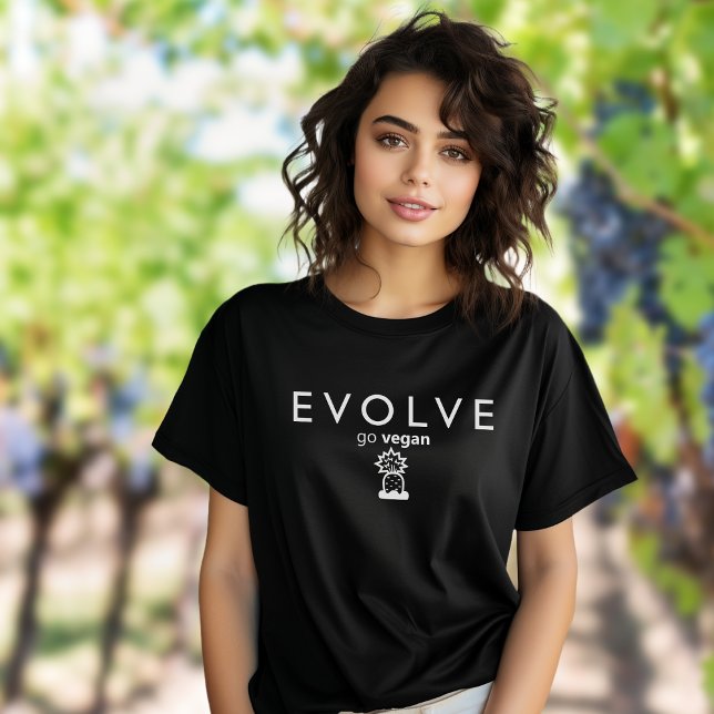 Evolve, Go Vegan Black and White Activism T-Shirt (Creator Uploaded)