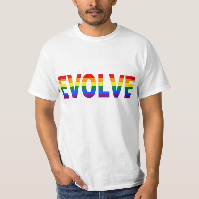EVOLVE in Rainbow Colours for Gay Rights T-Shirt (Front)