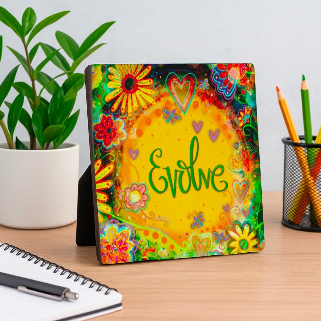 Evolve Whimsical Fun Cute Floral Inspirivity Plaque (Creator Uploaded)