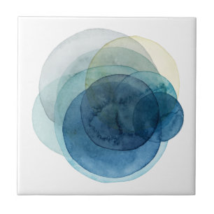 Evolving Planets - Watercolor Circles Ceramic Tile