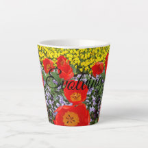 Evolving Red Tulips Latte Mug