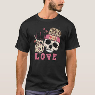Ew Love Leopard Skull Skeleton  Anti Valentines Da T-Shirt