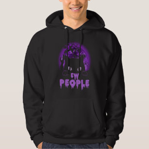 Ew People  Black Cat Anti Social Introvert Hallowe Hoodie