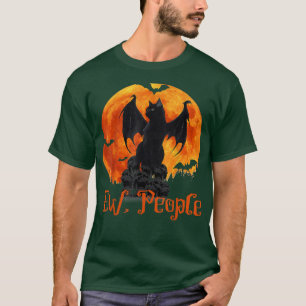 Ew People Black Cat Bat Wings Halloween T-Shirt