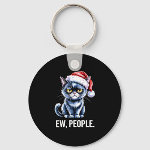 Ew People Black Cat Christmas Funny Introvert Holi Key Ring