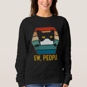 Ew People Black Cat Wearing Face Mask  Quarantine  Sweatshirt