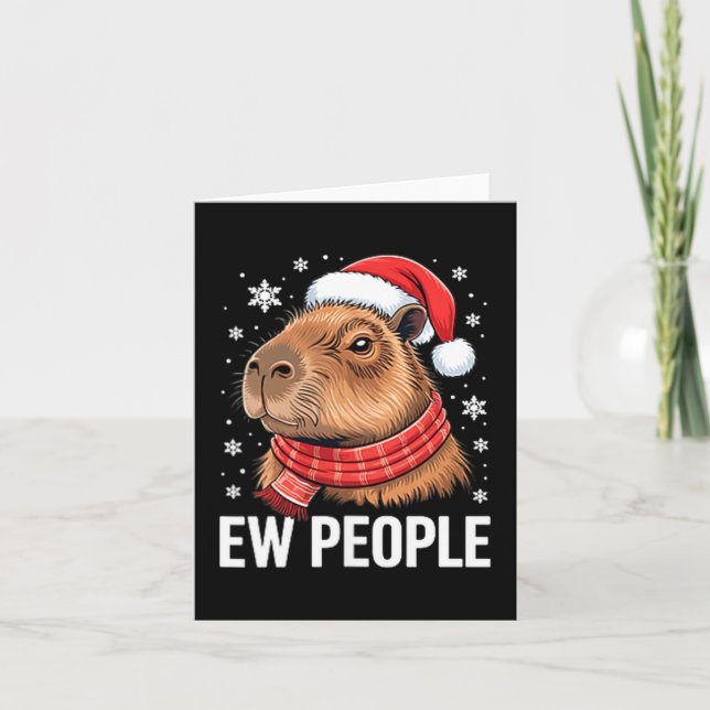 Ew People Capybara Christmas Funny Introvert Holid Card (Front)