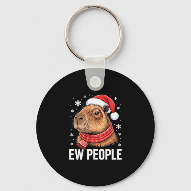 Ew People Capybara Christmas Funny Introvert Holid Key Ring (Front)