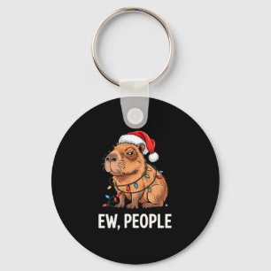 Ew People Capybara Christmas Lights Funny Introver Key Ring