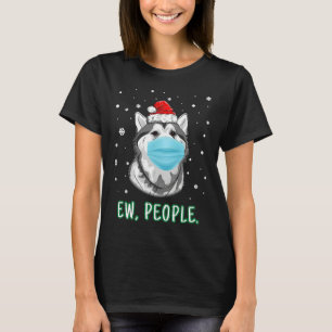 Ew People Christmas Husky Dog Wearing Mask Santa H T-Shirt