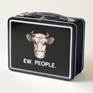 Ew People Cow Wearing Medical Face Mask Gift Metal Lunch Box