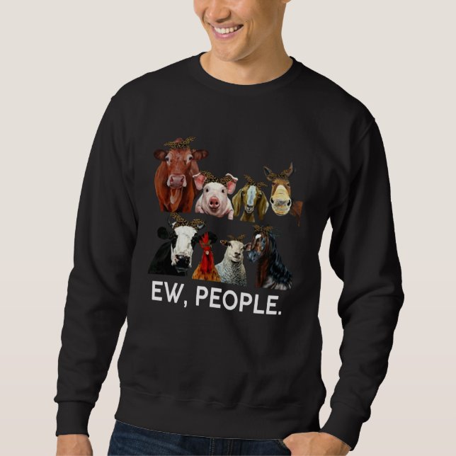 Ew People Farm Animals With Leopard Turban Farmer Sweatshirt (Front)