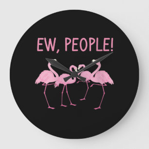Ew People Flamingo Social Distancing Tropical Large Clock
