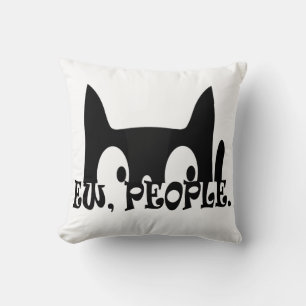Ew People Funny Black Cat Cushion