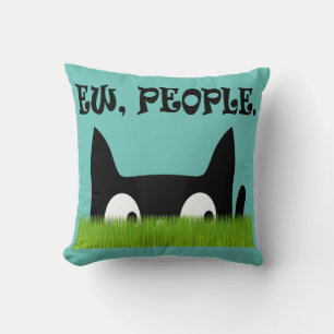 Ew People Funny Cat Green Grass Throw Pillow