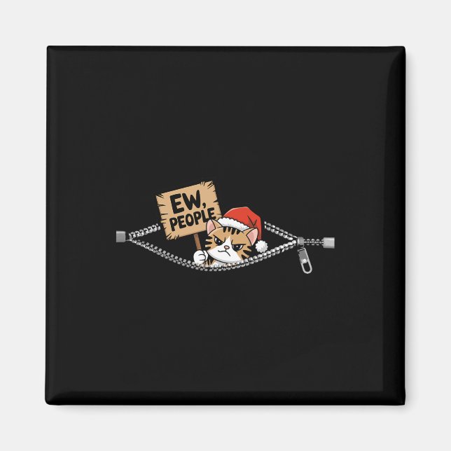 Ew People Funny Cute Christmas Cat For Kitty Enthu Magnet (Front)