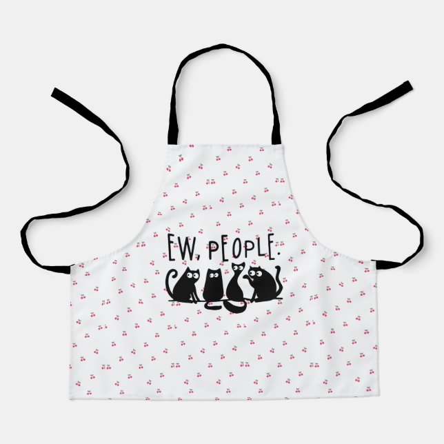 Ew People Funny Meowy Black Cats Apron (Front)