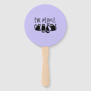 Ew People Funny Meowy Black Cats Hand Fan