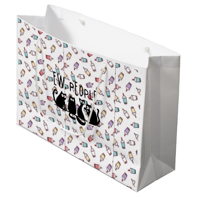 Ew People Funny Meowy Black Cats  Large Gift Bag (Front Angled)