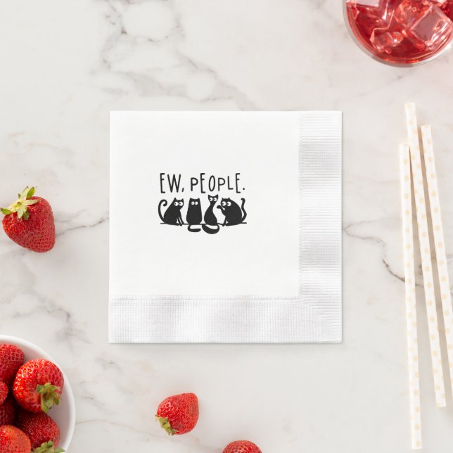 Ew People Funny Meowy Black Cats Napkin (Insitu)