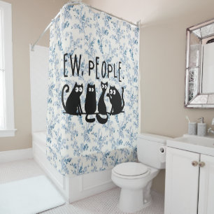 Ew People Funny Meowy Black Cats Shower Curtain