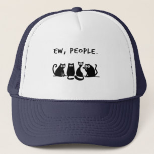 Ew People Funny Meowy Black Cats  Trucker Hat