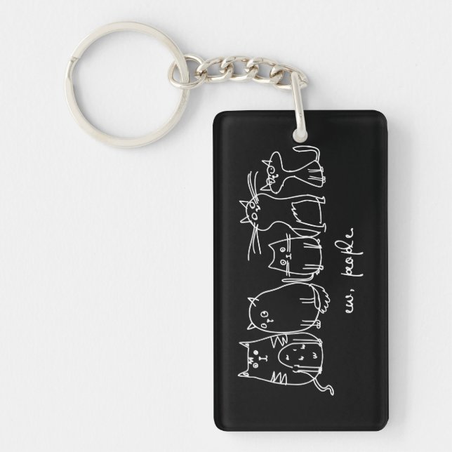 Ew, People Funny Meowy Cat Lovers Key Ring (Front)