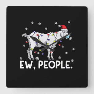 Ew People Goat Gift Santa Funny Goat Xmas Gift Square Wall Clock