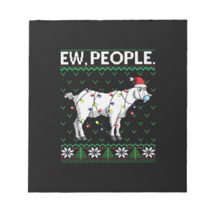 Ew People Goat Santa Ugly Christmas Gift Notepad