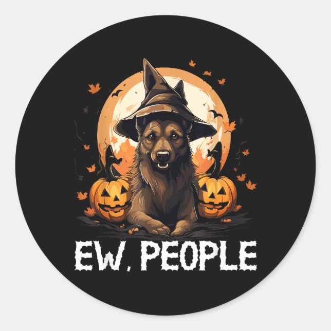 Ew People Halloween Dog Classic Round Sticker (Front)