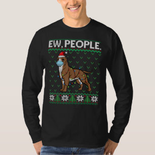 Ew People Pitbull Face Mask Santa Dog Ugly Christm T-Shirt